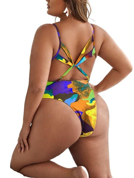 

plus color block backless one piece swimsuit u0dw#, White;black