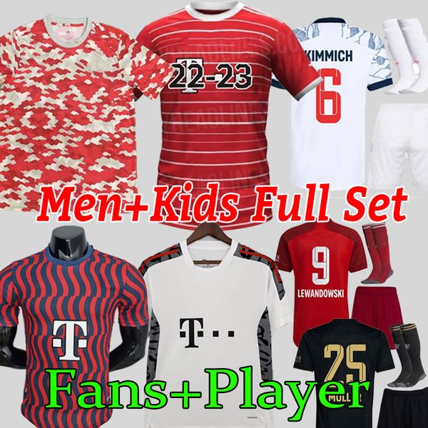 

fans player version bayern soccer jersey 21 22 23 lewandowski sane kimmich coman muller davies football shirt me kids sets kit uniform musia, Black;yellow