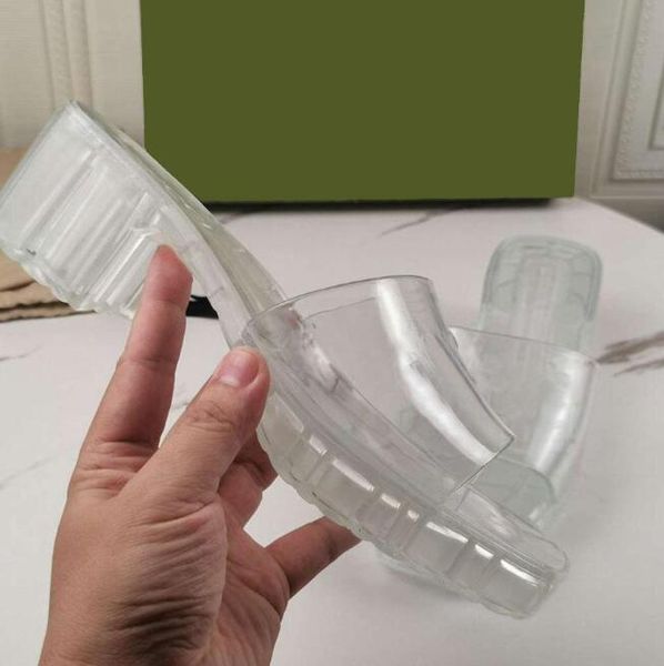 

2022women slippers chunky rubber slippers jelly sandals high heels sandal summer thick bottom slipper beach slides alphabet pink green candy, Black