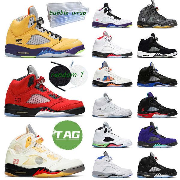 

jumpman 5 men basketball shoes raging bull 5s 3 sail white cement oregon international flight mens trainer sports sneakers, Black