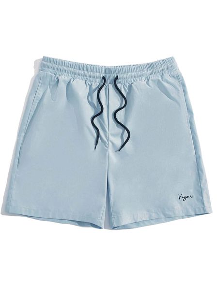 

men letter embroidery drawstring waist shorts c1tq#, White;black