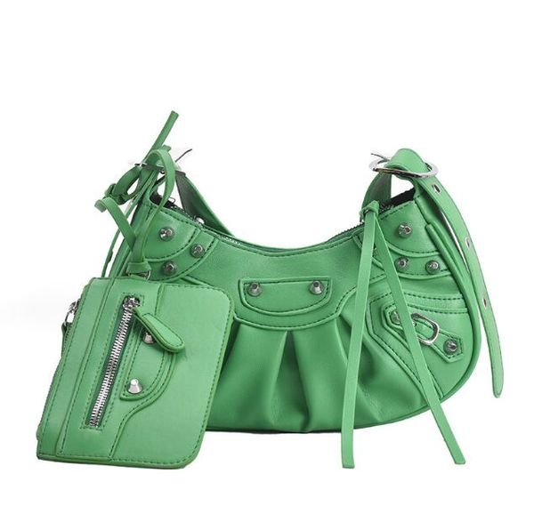Brands di lusso Le donne ribattono le borse a tracolla in pelle morbida borse da donna Desinger grande capacità giallo verde rosa crowbody bag