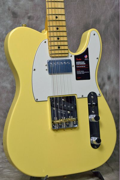 

performer telewith humbucking vintage white electric guitar