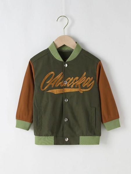 

toddler boys letter graphic color block bomber jacket she01, Blue;gray