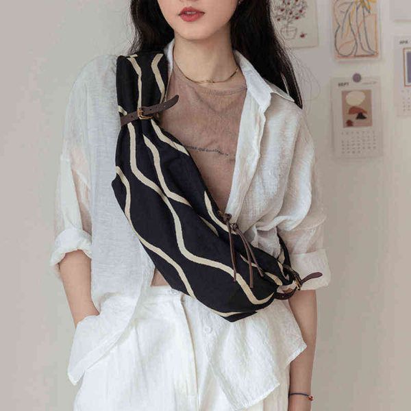 

shoulder crossbody bag fanny pack canvas women waist bags retro multi-pocket ladies waist bag chest pack 220615