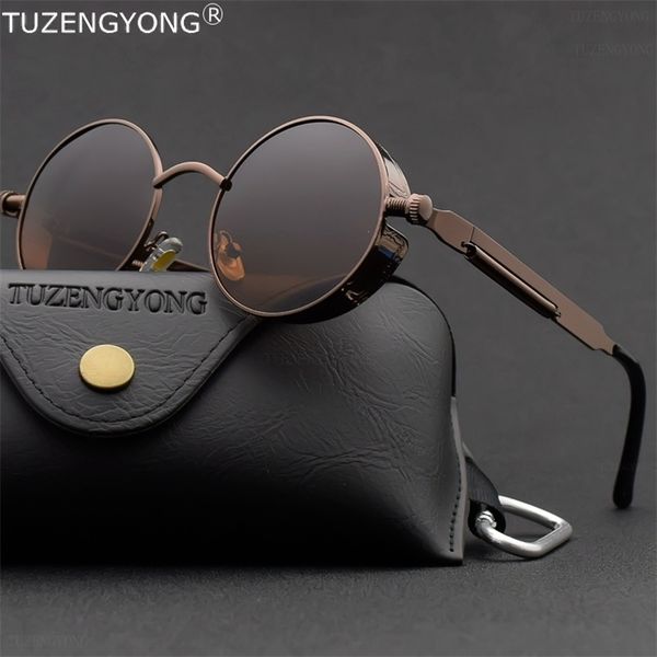 

classic gothic steampunk sunglasses polarized men women brand designer vintage round metal frame sun glasses uv400 220317, White;black