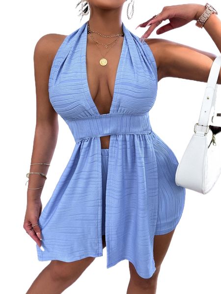 

seam detail deep v neck backless romper f8pc#, Black;white
