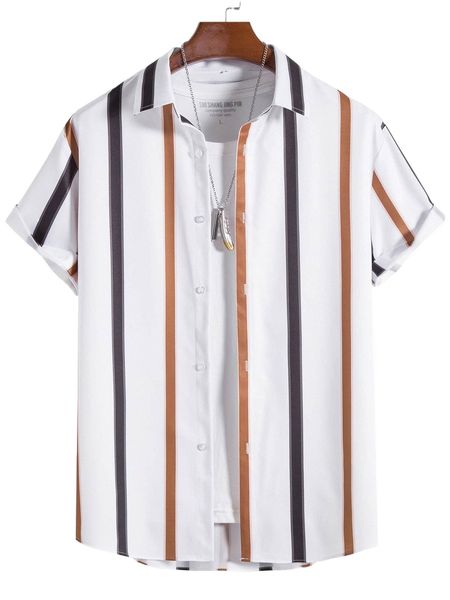 

men vertical striped shirt without tee o1su#, White;black