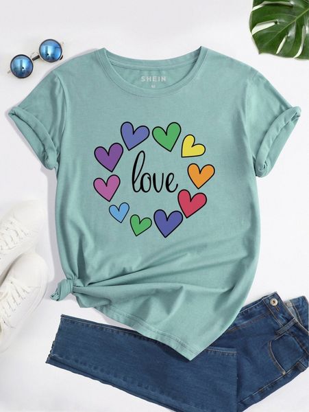 

heart & letter graphic tee a2sq#, White