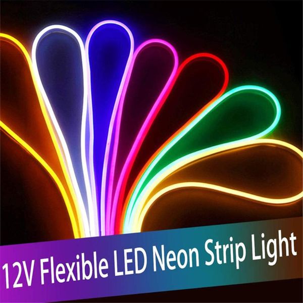 Strisce luci a LED Striscia flessibile al neon 12V Striscia 6 12mm Flex Smd2835 Nastro Corda impermeabile Nastro luminoso colorato per la decorazione della stanzaLED