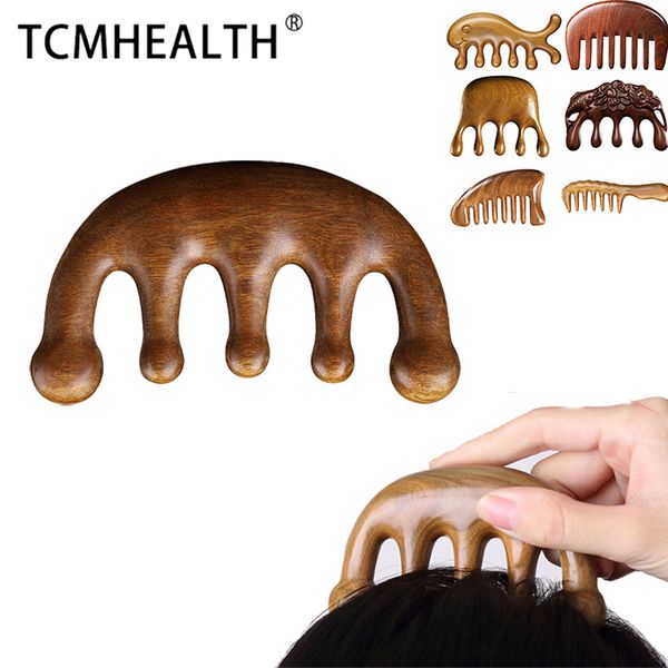 

natural wood hair brushes wide tooth massage head meridian comb ladies scalp hair treatment wooden combs men's special loss prevention, Silver