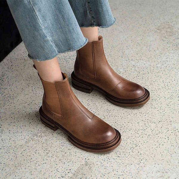

boots chengdu boots autumn winter chelsea martin simple flat heel french leather short k1ey, Black