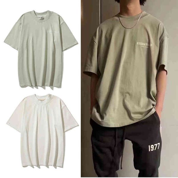 

men's t-shirts ss summer american style high street bieber fog double line flocking letter printing couple short sleeve t-shirt e34o, White;black