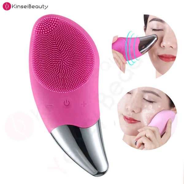 

mini electric facial cleansing brush silicone sonic face cleaner deep pore cleaning skin device usb recharge 220510