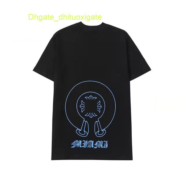 

ch mens summer t shirts horseshoe flower tees luxury brand man cross t-shirts sanskrit letter designer tshirts fashion boy hip hop sweater w, White;black