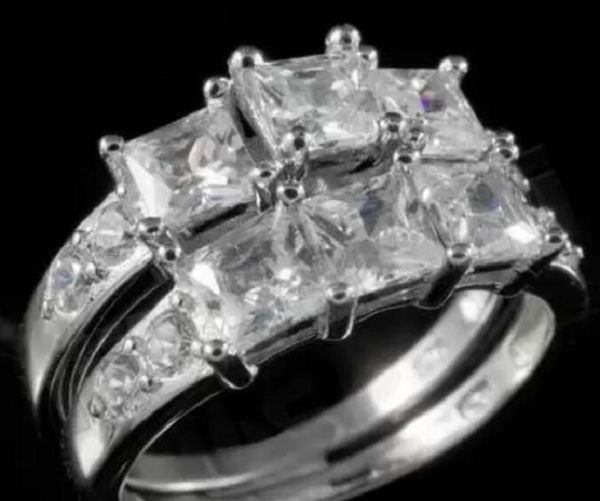 

18k plated gold present future wedding princess womens ring set, Slivery;golden