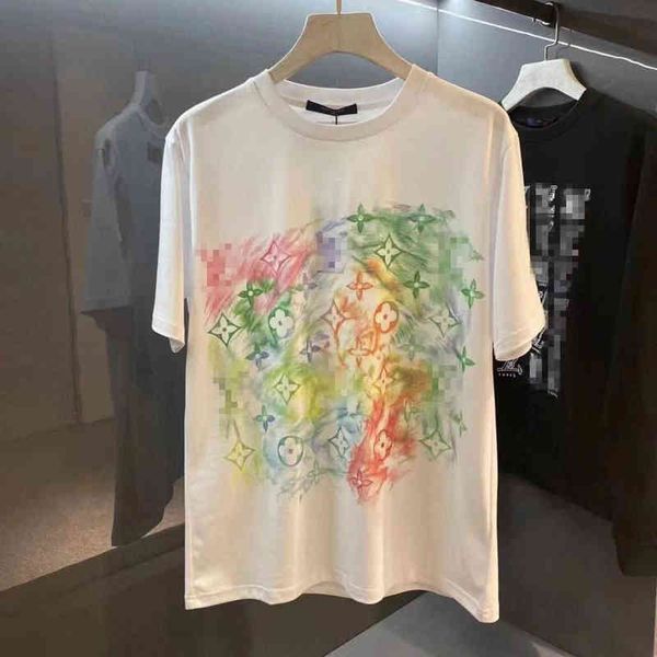 

designer clothing and summer new graffiti t-shirt men women loose short sleeve net red student white tide, White;black
