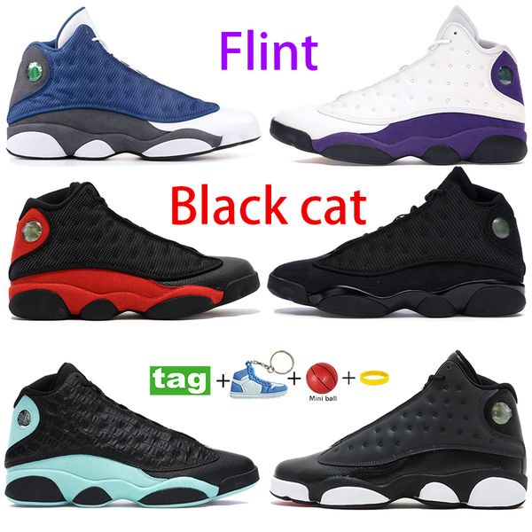

13s 13 basketball shoes black cat flint court purple bred men sneakers sports trainers