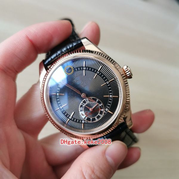 Moda de alta qualidade homens assistir 50525 50529 M50525-0011 39mm relógios de pulso de relógio de pulso de ouro rosa marrom dial jacaré de couro alça de couro automático relógios Mãos mecânicos automáticos