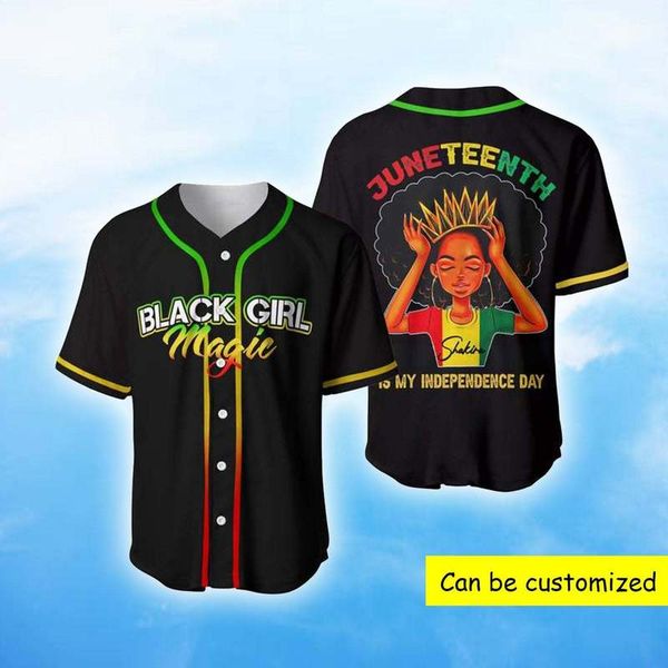 Black Girl Costom You Name Camicia da baseball in jersey stampata in 3D da uomo Casual s hip hop Top 220712