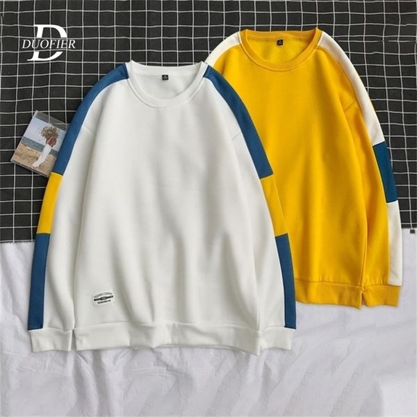 

men's hoodie autumn men fleece hooded sweatshirts fashion stitching color male casual hoodies o-neck brand clothing 201128, Black