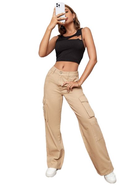 

flap pocket cargo jeans 81st#, Blue