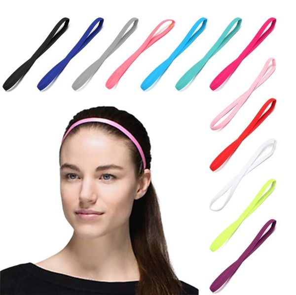 Mulheres Candy Color Yoga Hair Bands Sports Faixa de cabeça com botão Girls Elastic Rubber Band Football Running 12 Colors Gifts