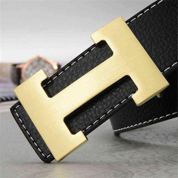 

2022 brand luxury men belts genuine leather lettern h buckle belts for men business fashion strap women belts for jeans x220216284o, Black;brown