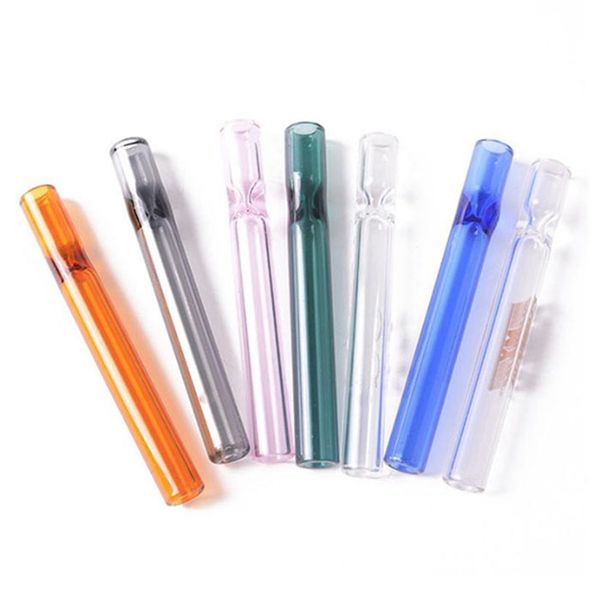 4 pollici Colroful Thick Pyrex One Hitter Bat Tubi di vetro Supporto per narghilè Rullo compressore Filtri per tubi manuali per tabacco Bruciatore a olio di erbe secche Dab Rigs Logo personalizzato