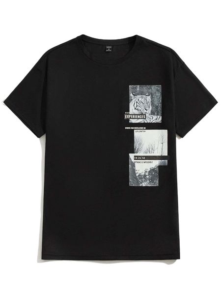 

men 3d tiger & slogan graphic tee e8ft#, White;black