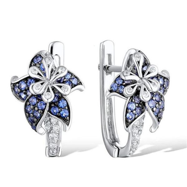 

clip-on & screw back elegant women's clip earrings luxury crystal flower for women lady temperament jewelry, Silver