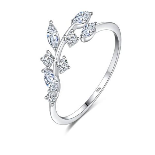 925 Стерлинговые серебряные оливковые кольца ручной работы для женщин изящный CZ Камень регулируемый открытый кольцо серебряные украшения GC1232