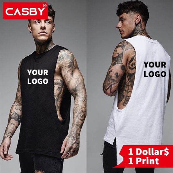 

running crewneck mens tank casual design custom fitness vest fashion breathable diy print workout clothes ca031 220609, White;black