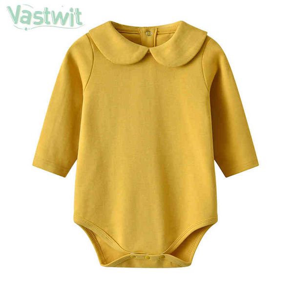 Frühling Herbst Twin Baby Kleidung Infant Neugeborenes Baby Mädchen Bodysuit Baumwolle Strampler Outfit Revers Puppe Kragen Overall Overall G220510