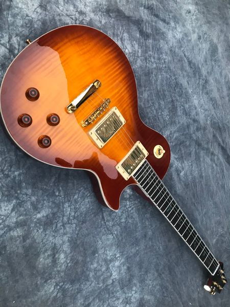 

new arrival prs electric guitar neck through body a flame maple inlays birds chrome hardware color sunburst