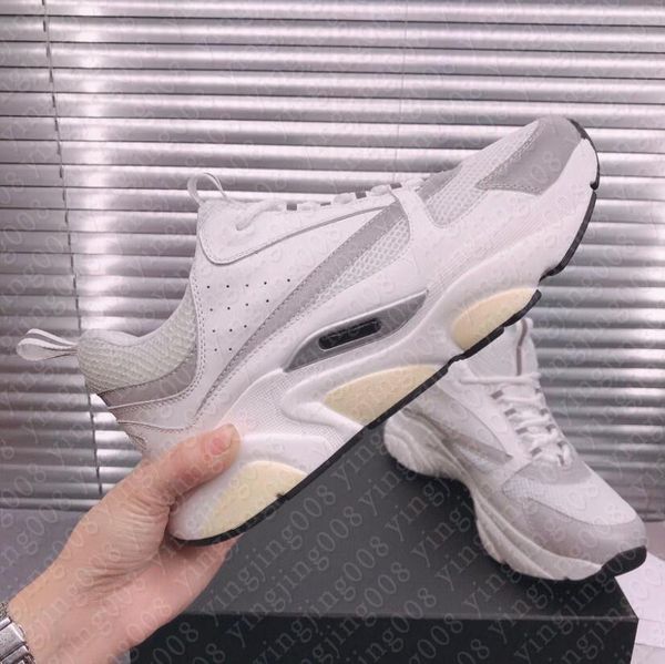 

dies 2021 designer b22 shoes white leather calfskin shoe technical knit women platform sneakers blue grey designers sneaker with box oti, Black
