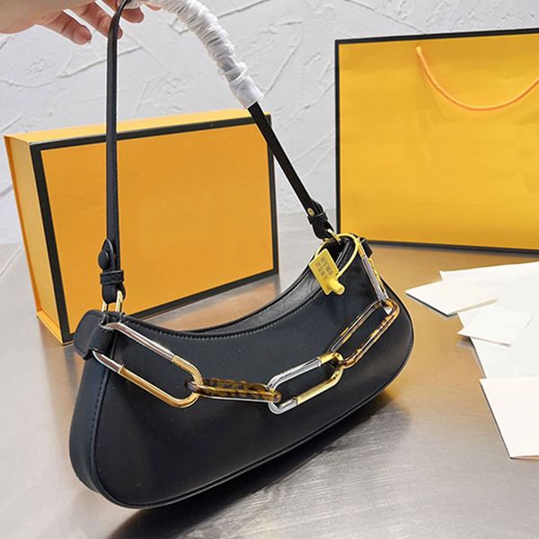 

clutch bag genuine leather half moon axillary bags handbag purse metallic amber chain shoulder bag zipper pocket crescent shaped purses high