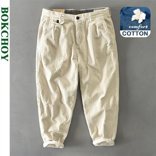 

autumn winter men cotton corduroy pants solid color casual safari style multi-pocket all-match workwear gml04-z325 220325, Black