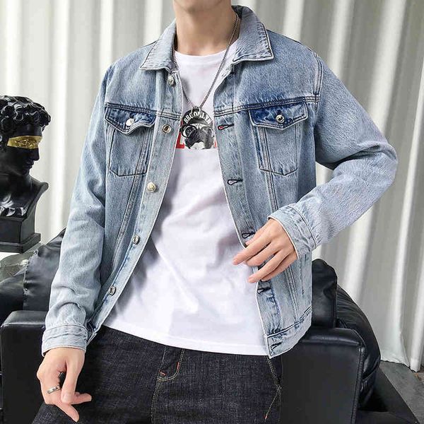 

men's jackets autumn men's slim elastic denim jacket lapel long sleeve fashion 955 49xq, Black;brown