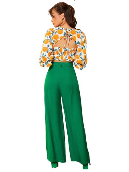 

peach print tie back shirred cutout crop p0e9#, White