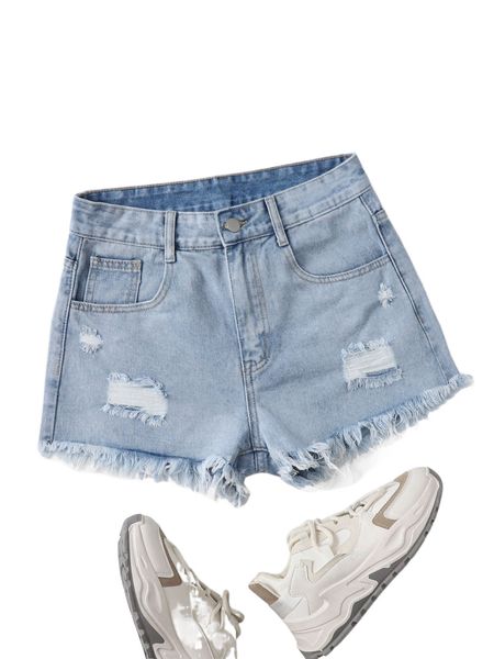 

ripped raw hem denim shorts h5nj#, White;black