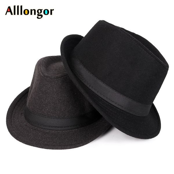 Klasikler Sonbahar Kış Kısa Kısa Fedoras Şapkası Erkekler Black Panama Vintage Top Sombrero Trilber Erkek Şapkalar Beyefendi Fedora 220513