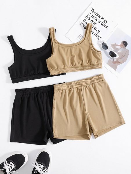 

2sets tank & shorts x6xf#, White