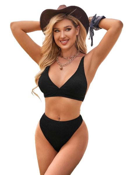 

textured bikini swimsuit h2n1#, White;black