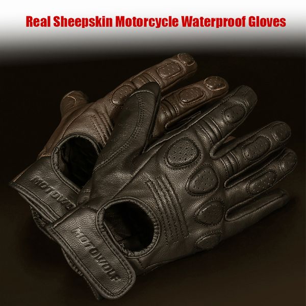 

retro sheepskin breathable leather motorcycle gloves racing men  motocross winter summer full half finger gloves 220812, Blue;gray