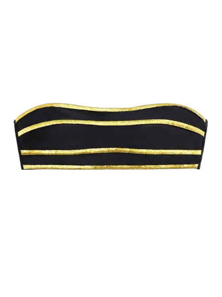 

striped pattern bandeau bikini h9jl#, White;black