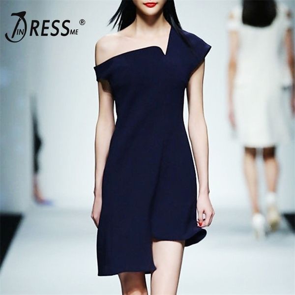 

indressme women bodycon party dresses asmmetrical one shoulder lady dress vestidos new fashion t200604, Black;gray