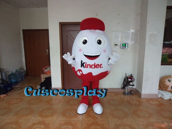 Mascote boneca traje bonito humpty dumpty mascote fantasia galinha ovos shell ovo branco e vermelho vestido com cara feliz pequeno chapéu vermelho para