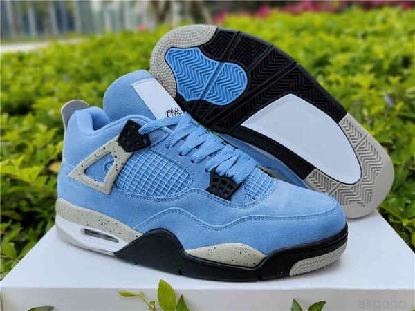 

released authentic 4 se university blue tech grey shoes 4s white black genuine suede men basketball sports sneakers with original box