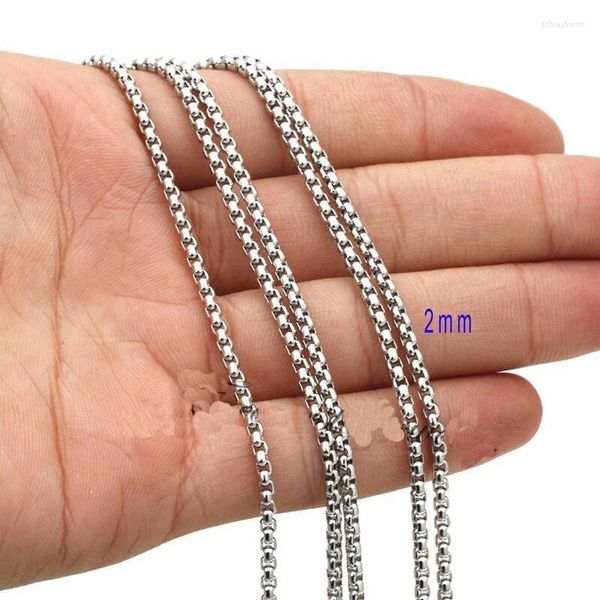 Correntes Granny Chic Mulheres Mulheres 2/3mm Prata 316L Aço inoxidável Calha de caixa redonda Chain Bracelet Jóias de atacado 10/20/50/100pcs